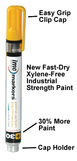 Prime-Action Paintmarker +30 Industrial Paint Markers for heavy duty marking. Permanent Paint markers for all surfaces, glass, metal, plastic, wood. Clean, dirty oily or wet surface paint markers